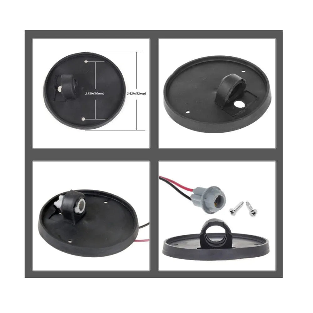 Yellow LED roof cab light for vehicles with 83mm diameter and mounting hardware