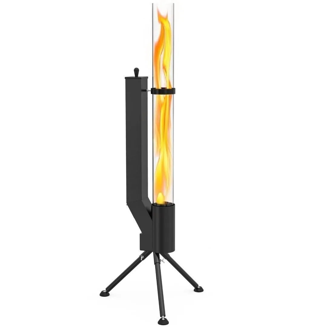 Vertical wood burning rocket furnace courtyard heating stove with cast iron construction