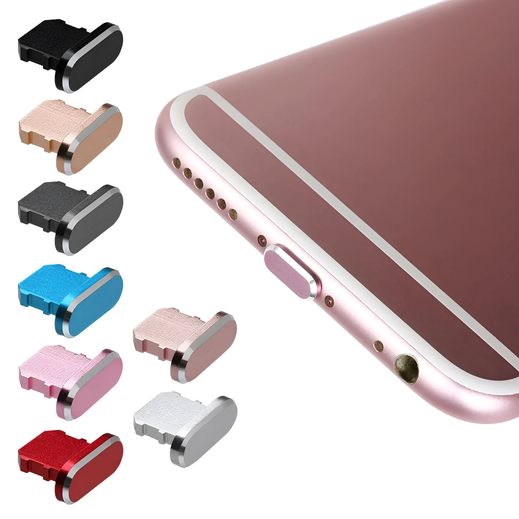 Aluminium alloy dust plug for iPhone charging port in multiple colour options.