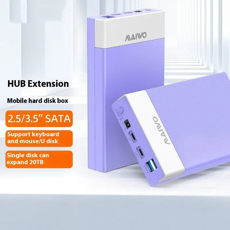 3.5 inch USB 3.0 SATA hard disk box with power supply and cable for 14TB drives in black silver colour