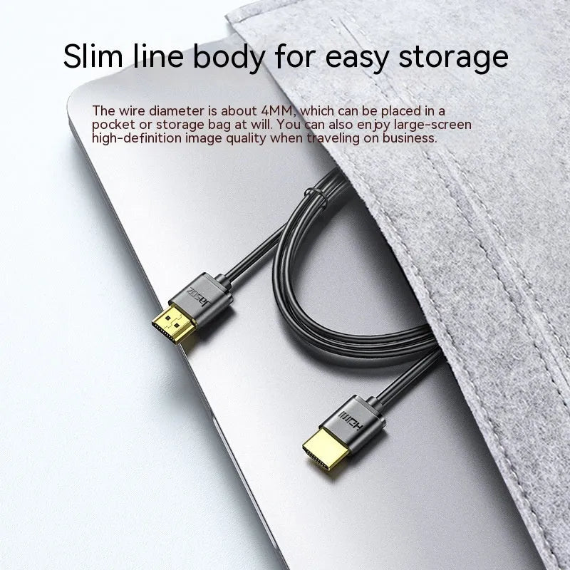 HDMI cable with gold-plated connectors and thin flexible black wire