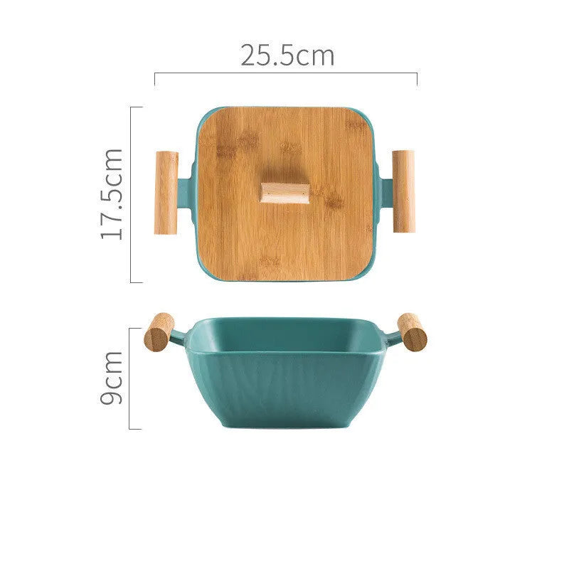 Creative irregular shaped porcelain ceramic bowl with matching lid in black green pink or white colours