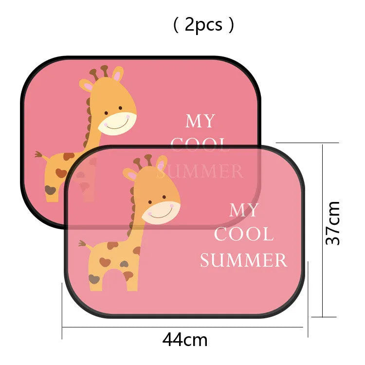 Electrostatic adsorption car side window sunshade with animal-themed designs