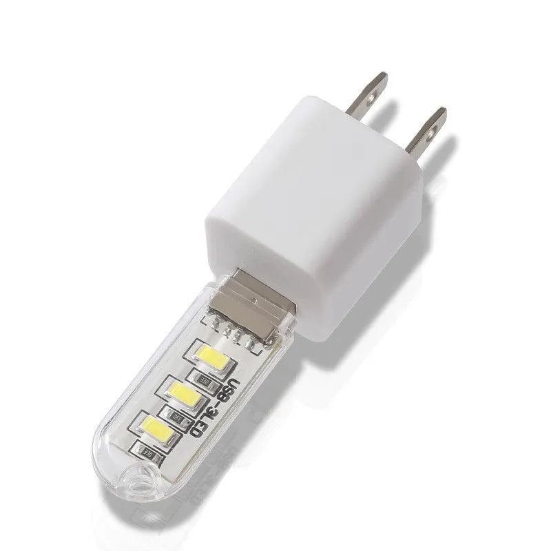 USB-powered baby night light with white and warm light settings, 6cm tall compact design