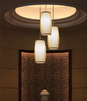 Bamboo woven plait decoration lamp with E27 holder for hall staircase lighting
