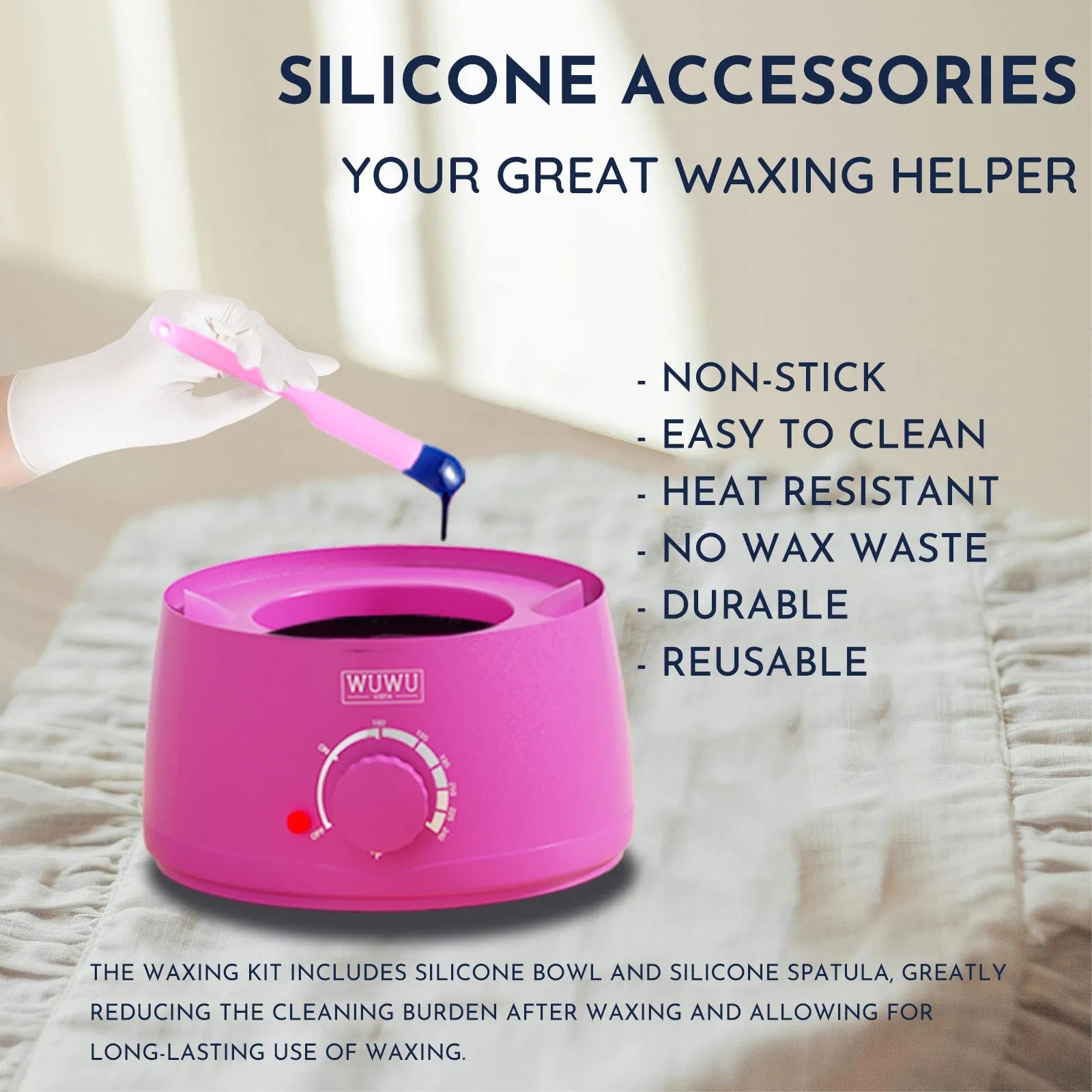 WUWUVISTA black or pink 200cc wax warmer with wax beads, applicators, and aftercare products for home hair removal
