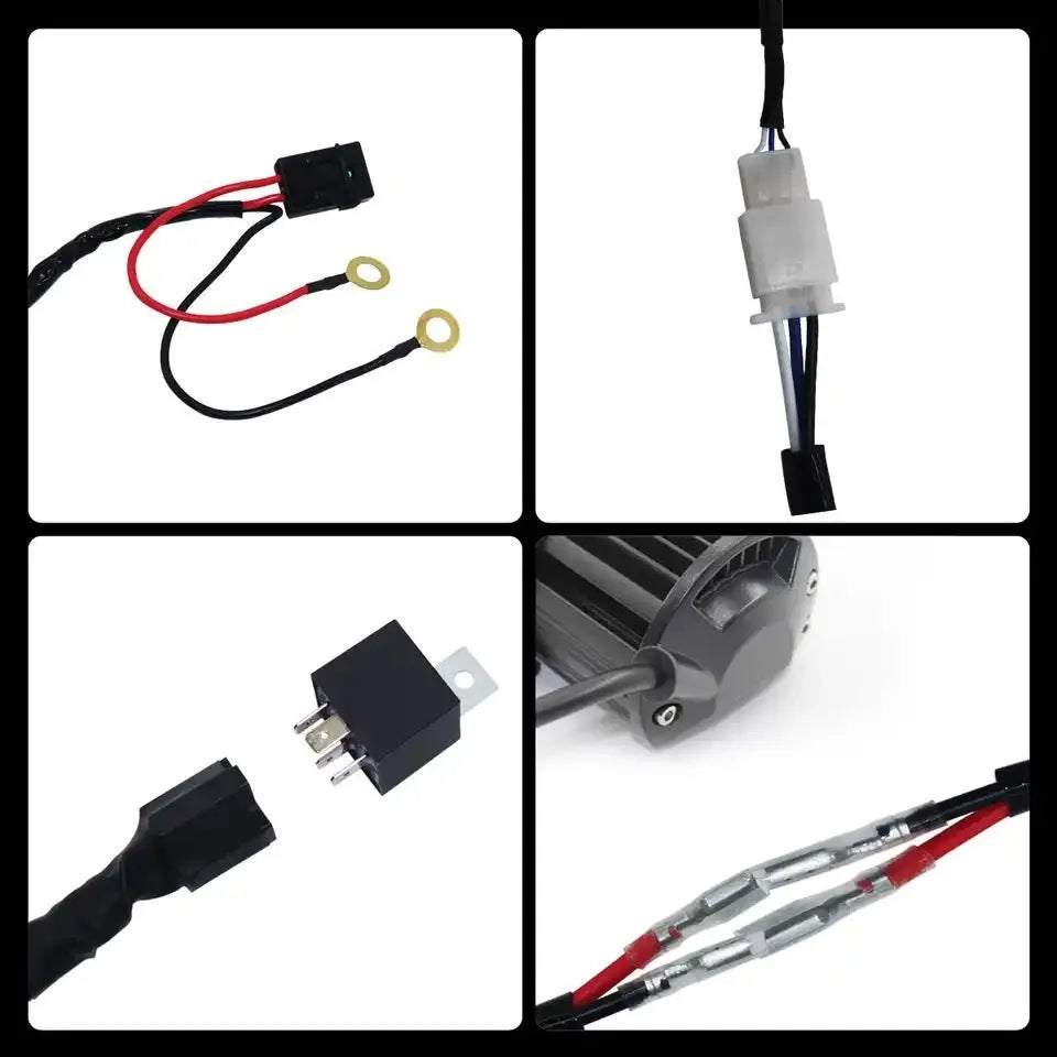Silicone automotive wiring harness with 2 metre cable for LED roof spotlight installation