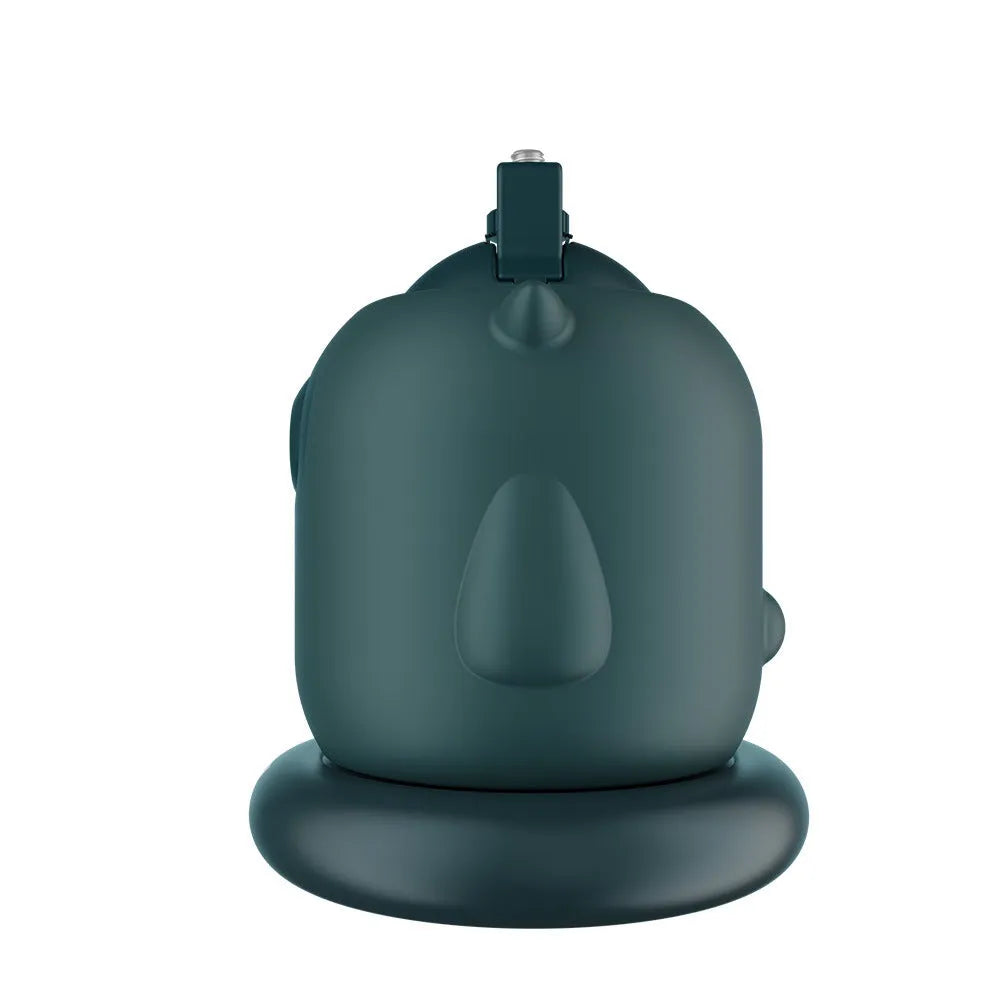 Dark green intelligent follow-up gimbal with AI face recognition showing smartphone mounting