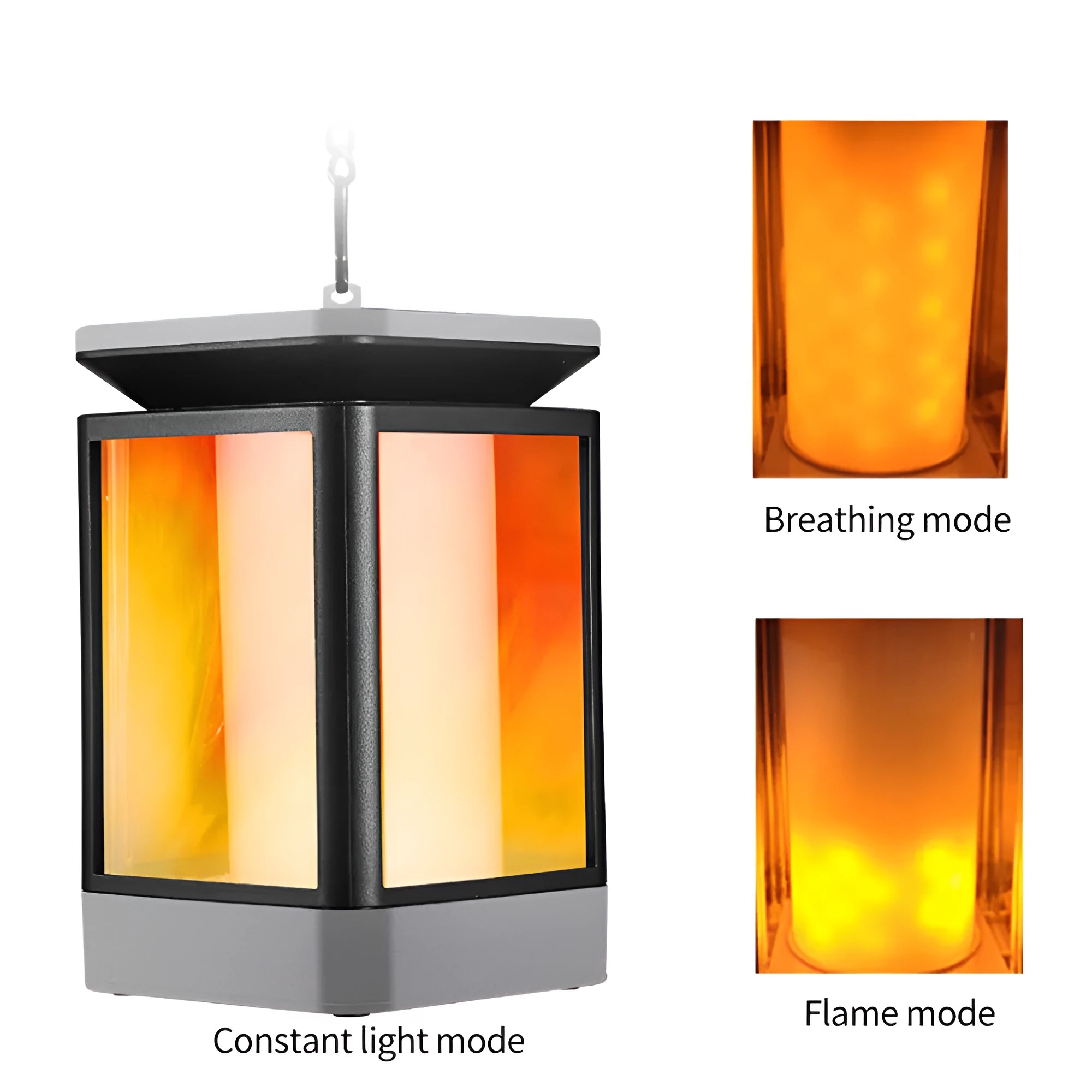 Black antique flame design solar street lamp for gardens with solar panel on top.