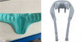 Grey USB-powered neck and back massager with elastic fabric and two-speed controls