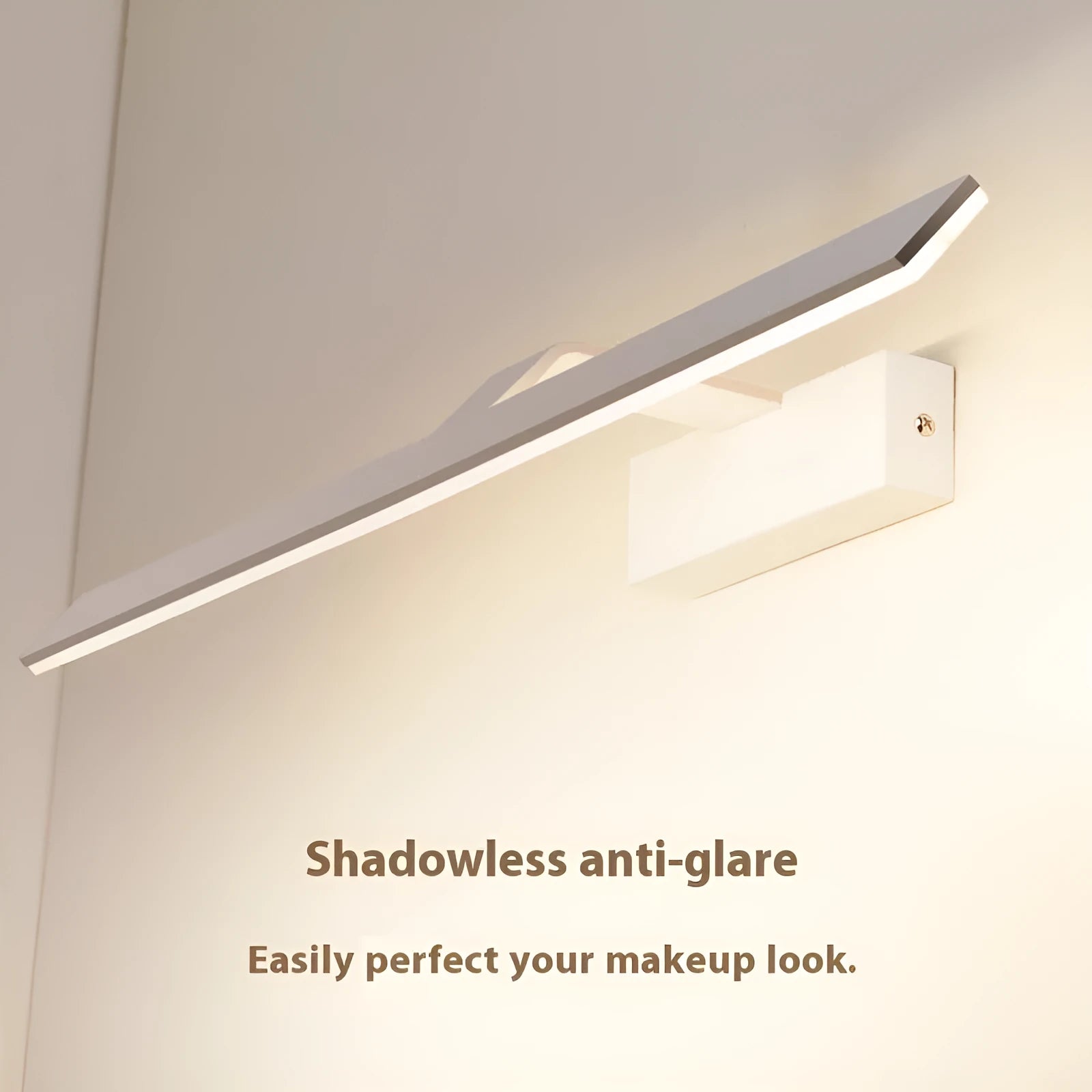 White LED bathroom mirror headlight with adjustable tri-colour lighting in three size options