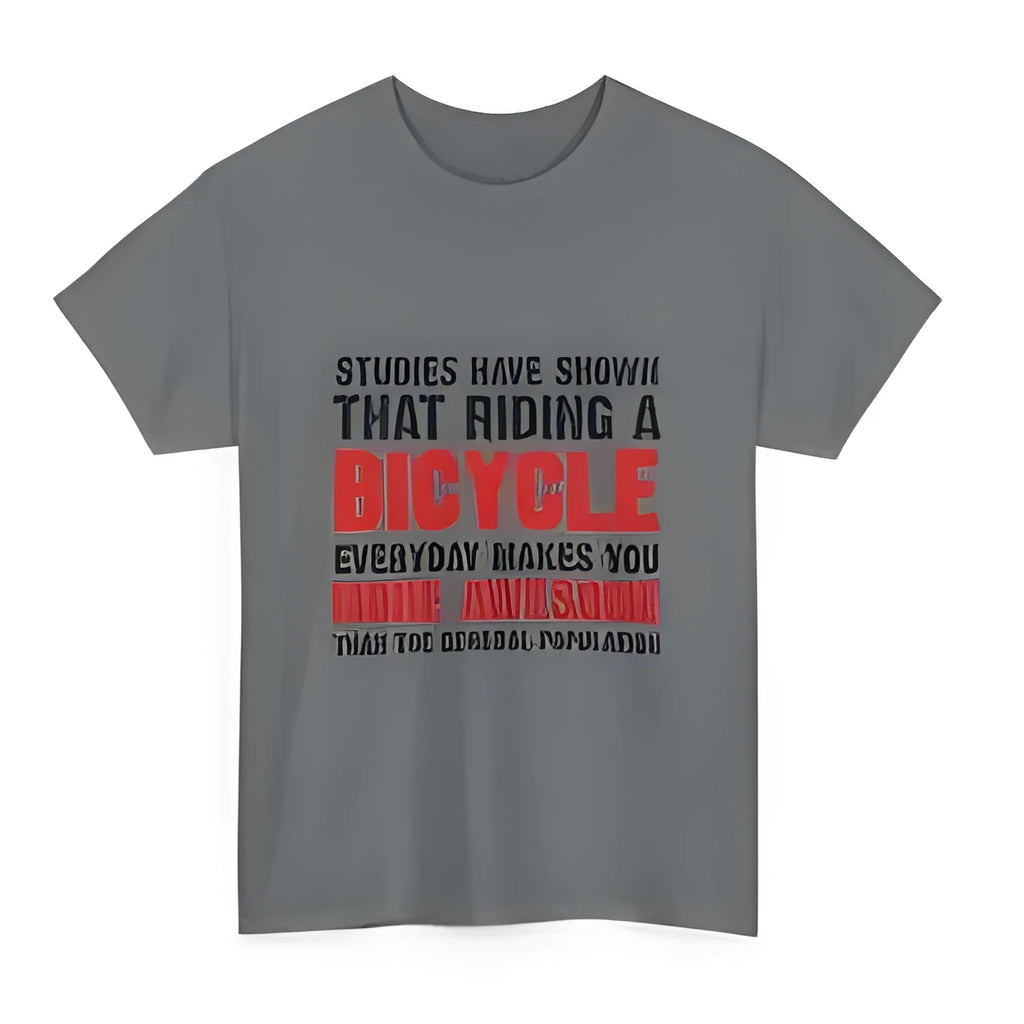 Grey women's short sleeve cotton t-shirt with a print, showing pullover style.
