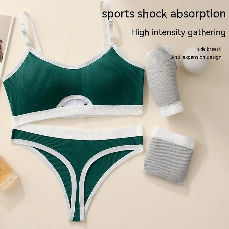 Beauty back contrast colour sports underwear vest with underwired tube top and chest pad