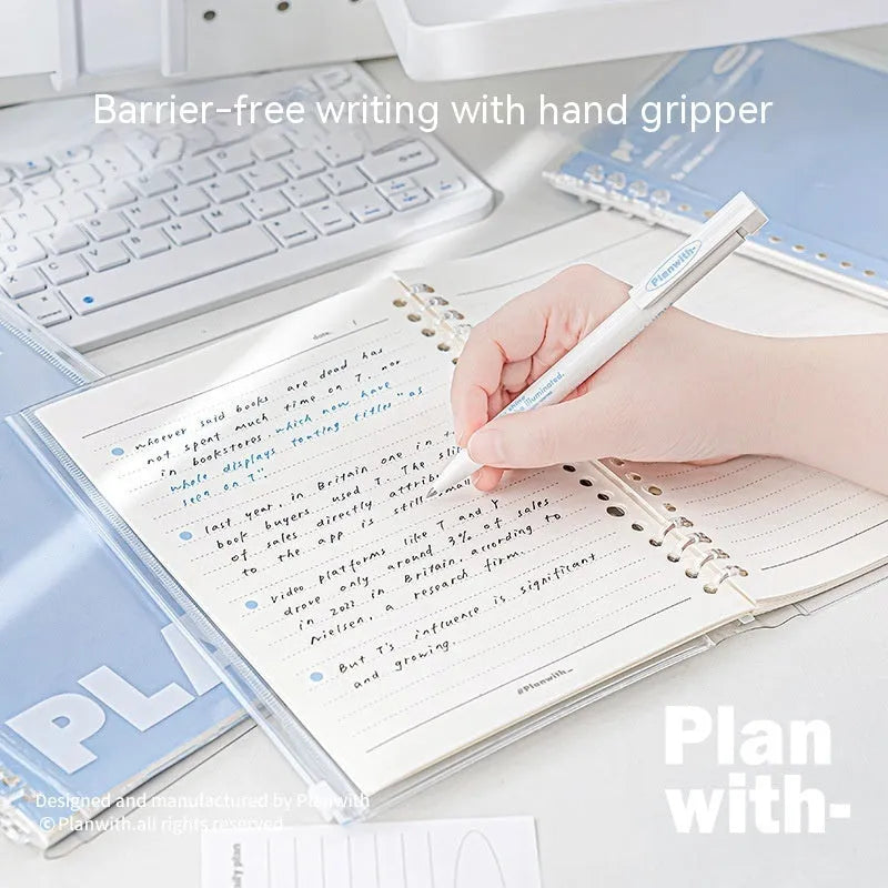 White and blue A5 PVC plastic covers for spiral-bound notebooks