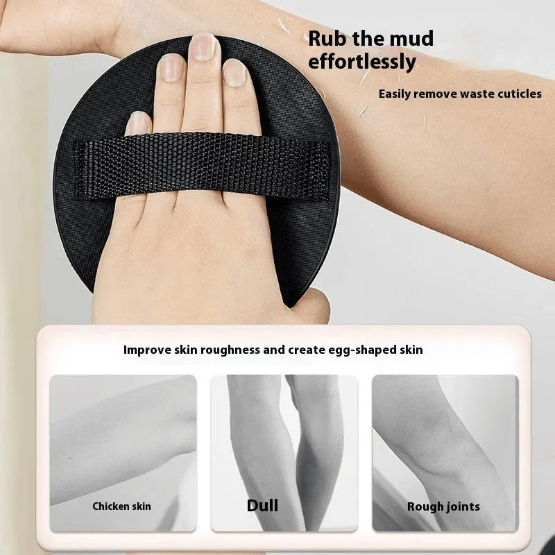 Women's bath towel with finger strap in round cake colour options, made from rubber material