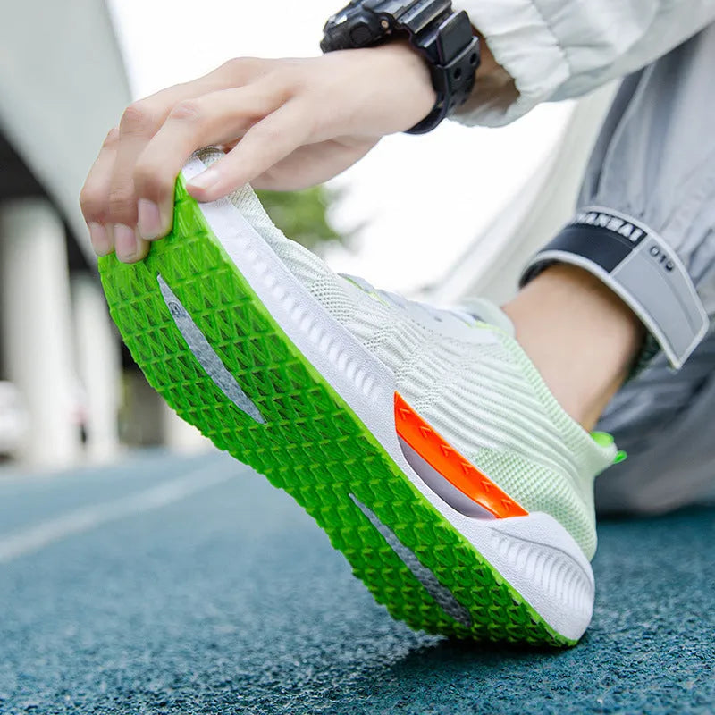 Men's blue mesh casual sports shoes with round toe and injection-moulded soles