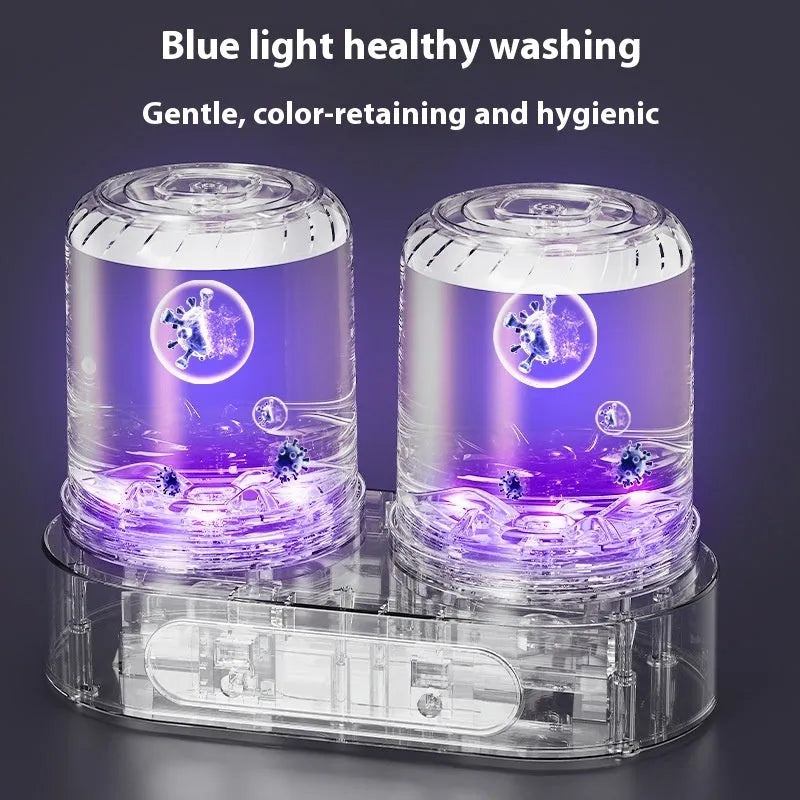 White USB-powered mini washing machine with double bucket design for underwear and delicate items
