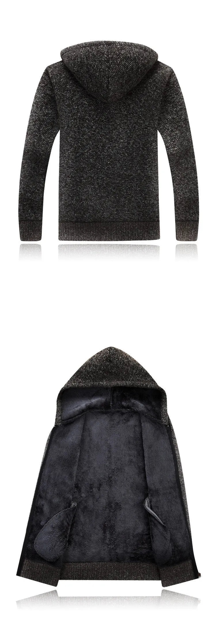 Hooded cardigan cotton blend faux fur thickening loose fit plus size M-3XL in burgundy blue dark grey light grey