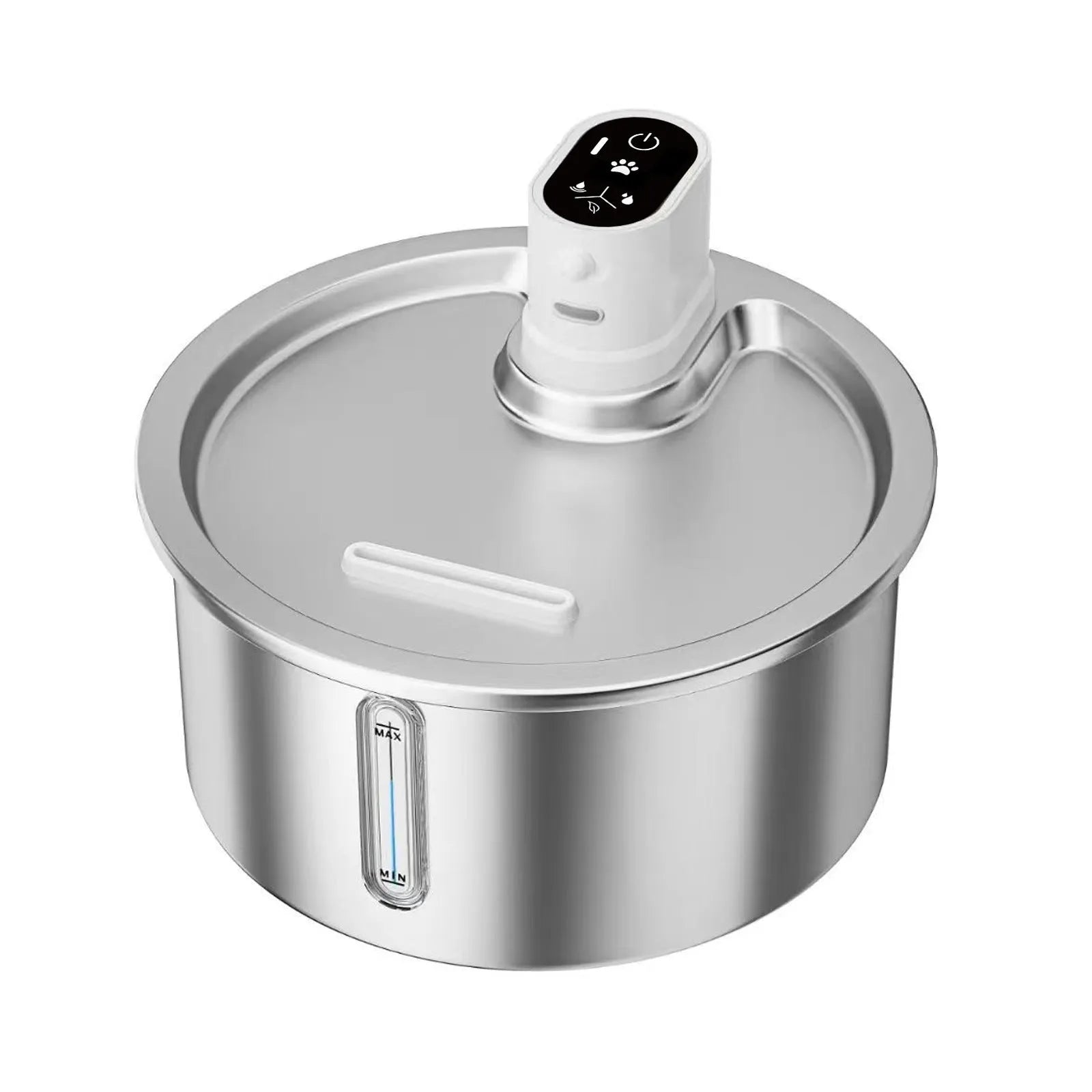 Stainless steel cat and dog water fountain with heating base in black or white colour