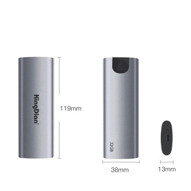 Grey mobile SSD external hard drive with USB 3.0 interface for direct phone connection