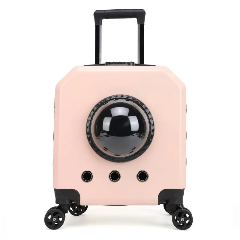 Hard PVC pet flight case in burgundy colour with 15-litre capacity and luggage compartment