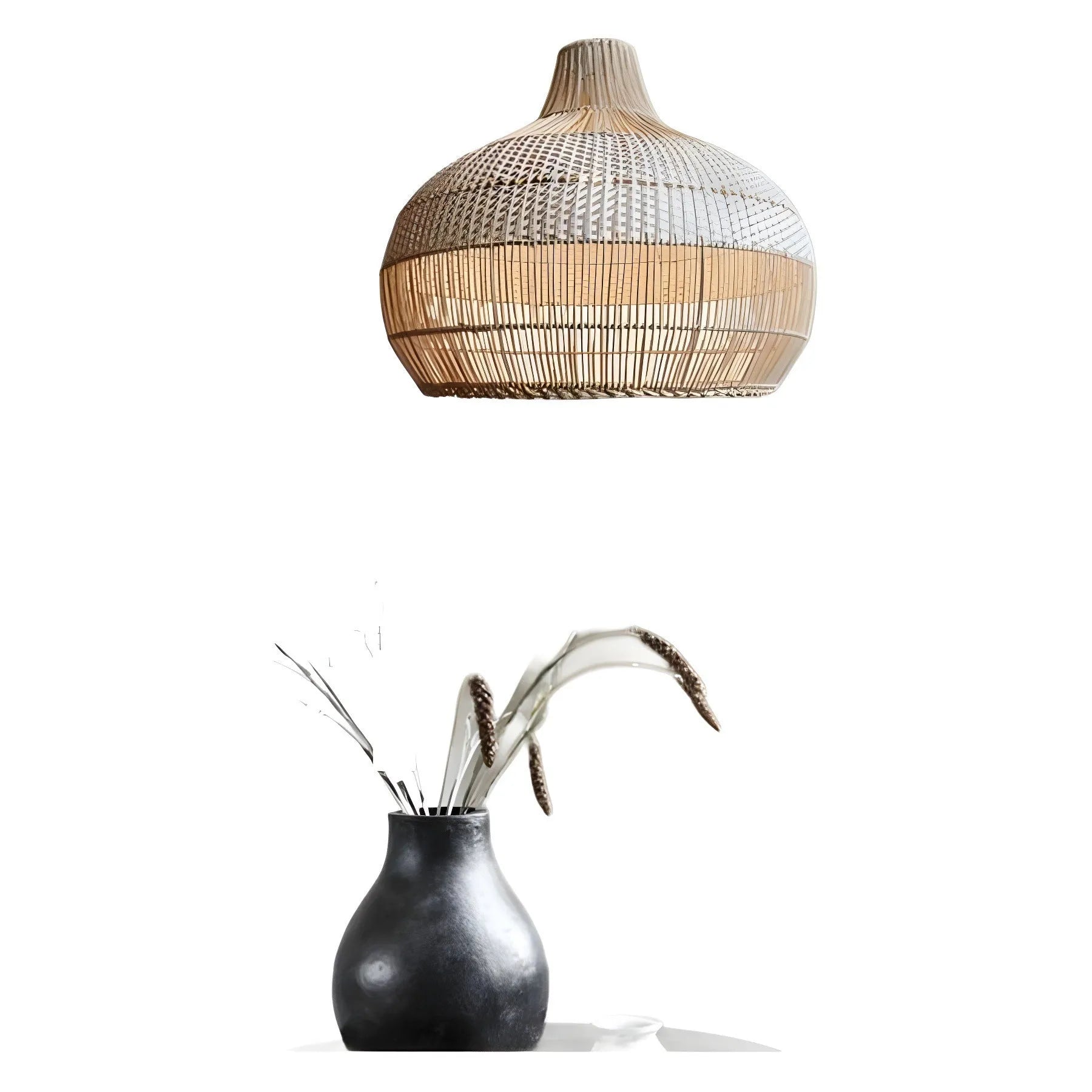 Woven rattan pastoral chandelier with a 60cm diameter, a ceiling light for Southeast Asian-style rooms.