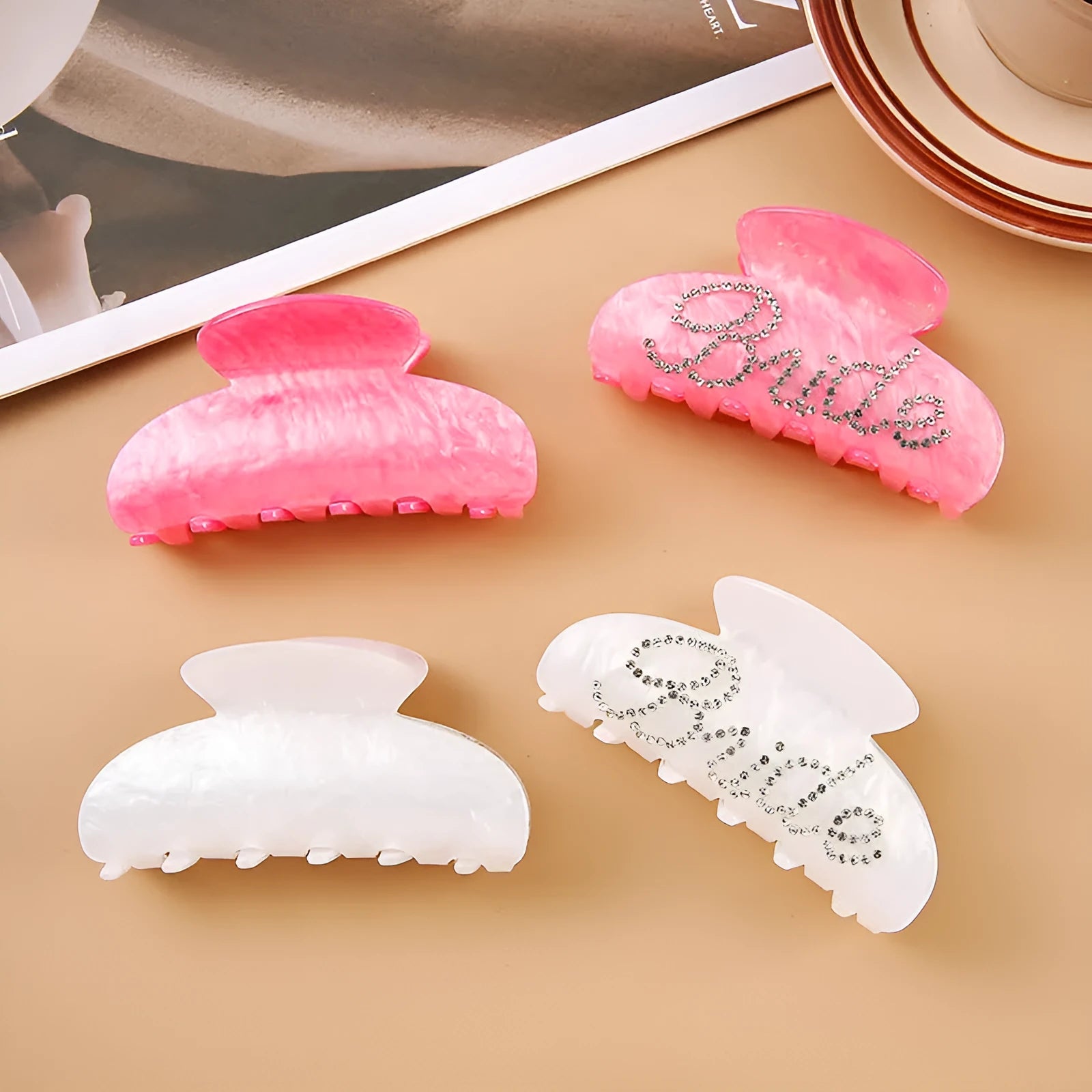 10cm acrylic shower shark clip with multi-diamond spot drill design for back hair