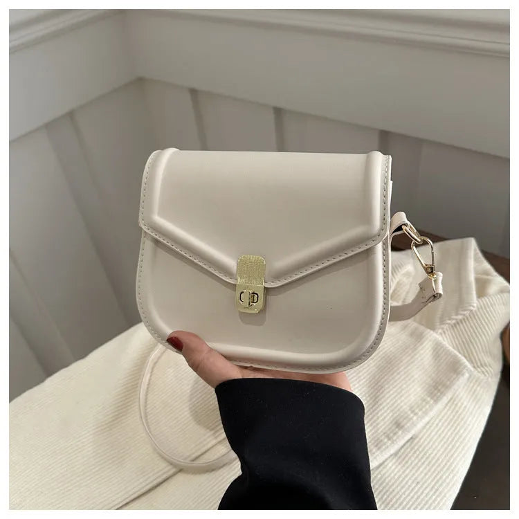 Soft PU shoulder messenger bag with clamshell opening in horizontal square shape