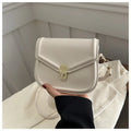 Soft PU shoulder messenger bag with clamshell opening in horizontal square shape