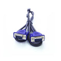 Black VGA cable with blue moulded connectors, 1.5m length for computer monitor connections