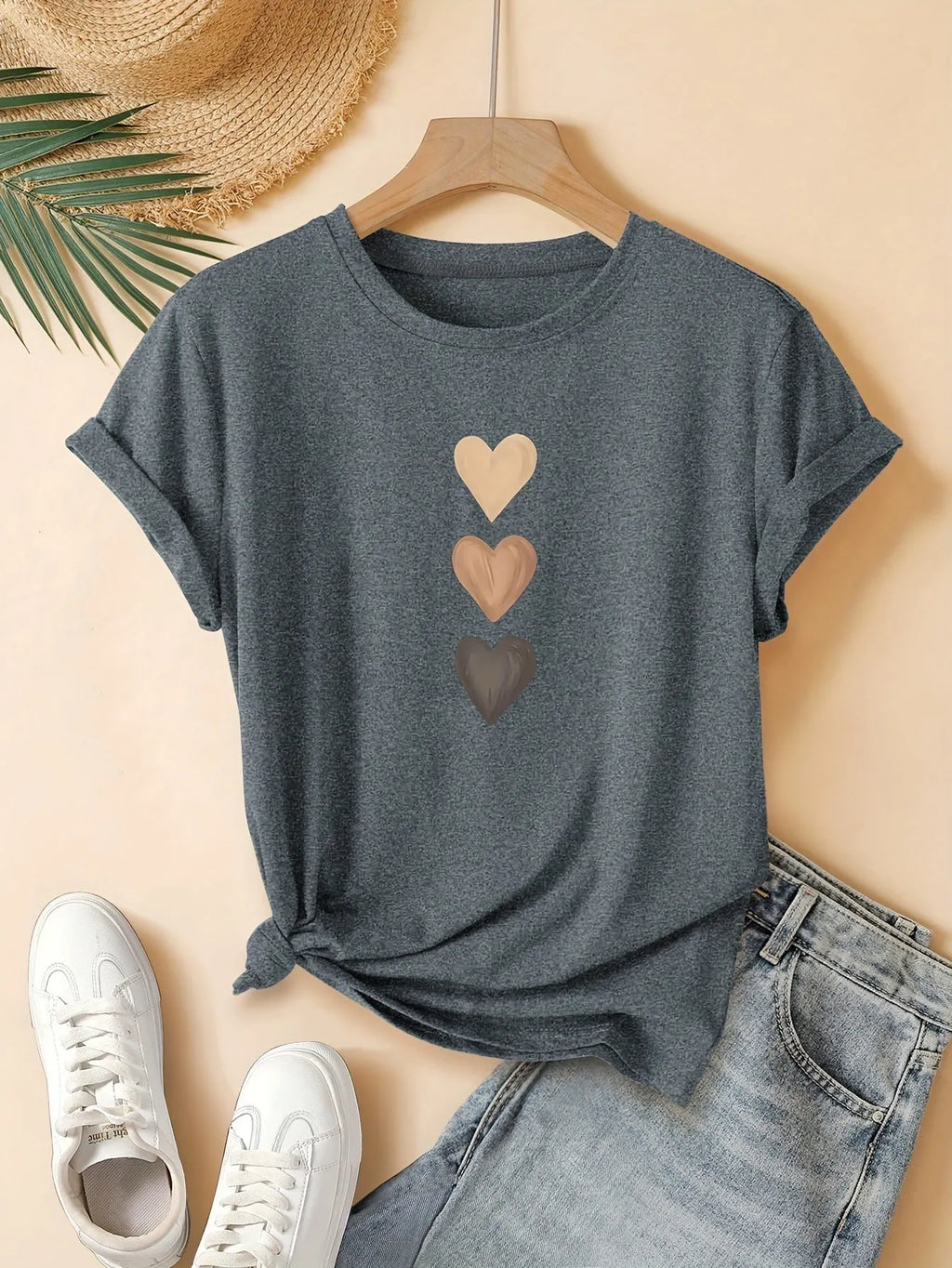 Women's pure cotton short sleeve t-shirt with Chinese art retro print design in blue colour