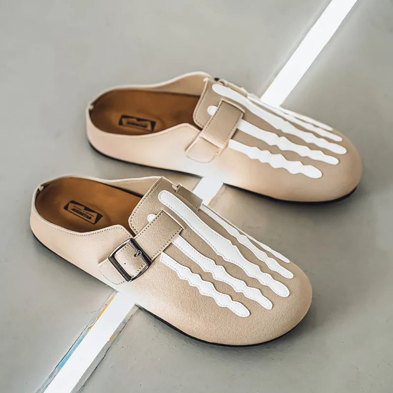 Men's low-top slip-on loafers in sand, black, or camel with embossed artificial leather upper and PVC sole, sizes 39-44.