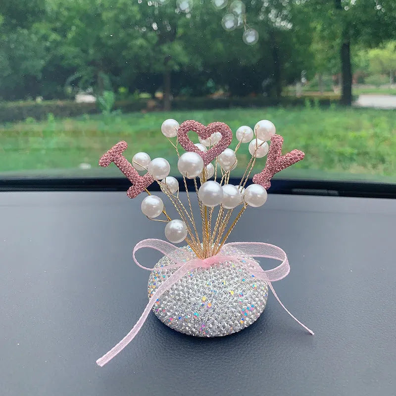 Clay star decoration ornament for car centre console in pearl white or red starry sky finish