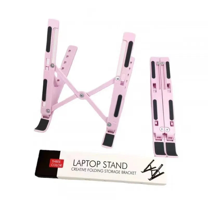 Silver aluminium alloy folding laptop stand with silicone padding for 16-18 inch devices
