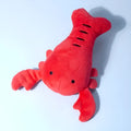 Red lobster plush dog toy with squeaker for small and medium dogs
