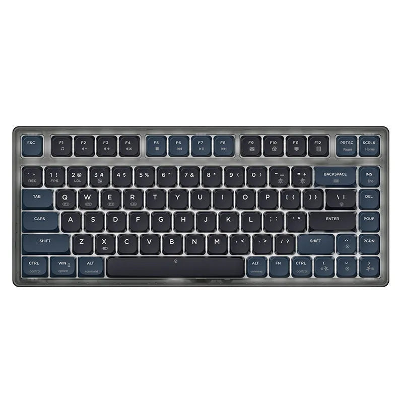 Ajazz AK832PRO green and tea coloured three-mode mechanical keyboard with RGB lighting on a desk.