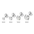 Geometric zircon stud earrings in stainless steel with electroplated finishes