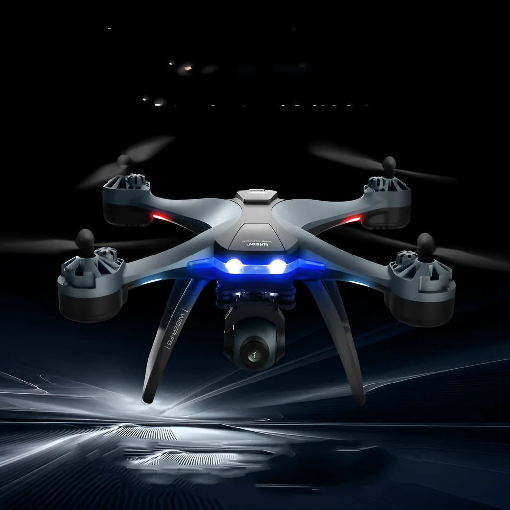 GPS quadrocopter drone with remote controller, spare blades and 4K camera system