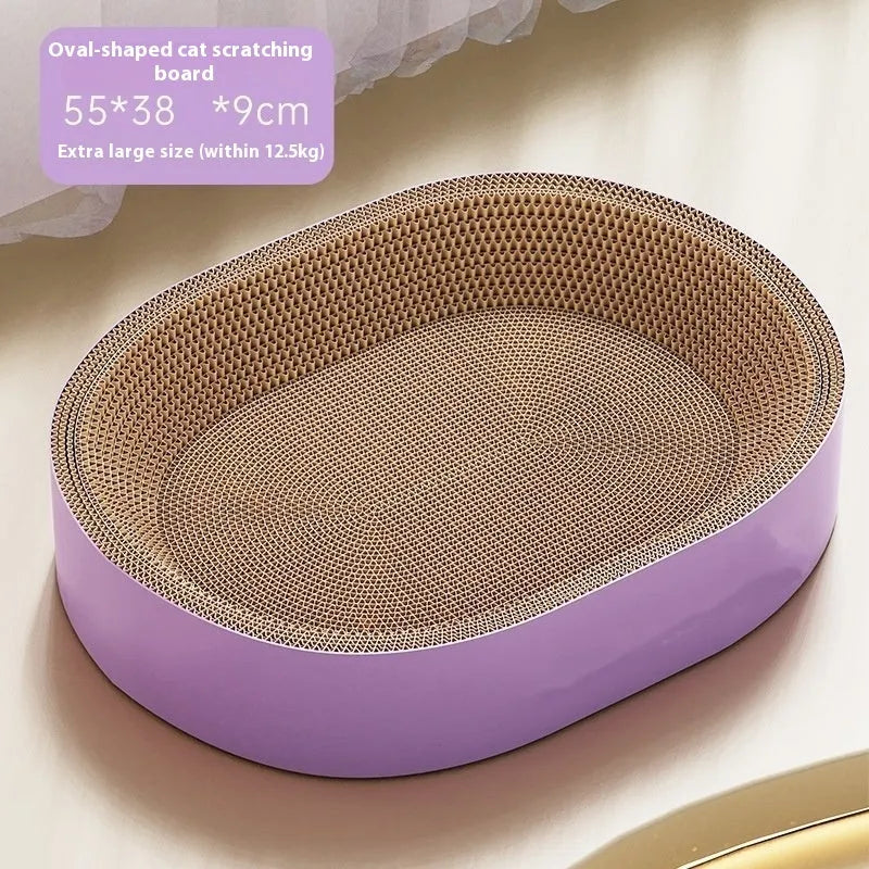 55cm oval green corrugated paper cat scratch board with built-in nest bed