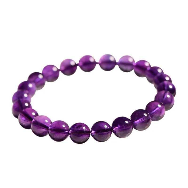 Natural amethyst scattered beads bracelet with polished jiuya crystals in single circle design