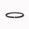Geometric stone bracelet with obsidian, blue San, and black agate 4mm beads