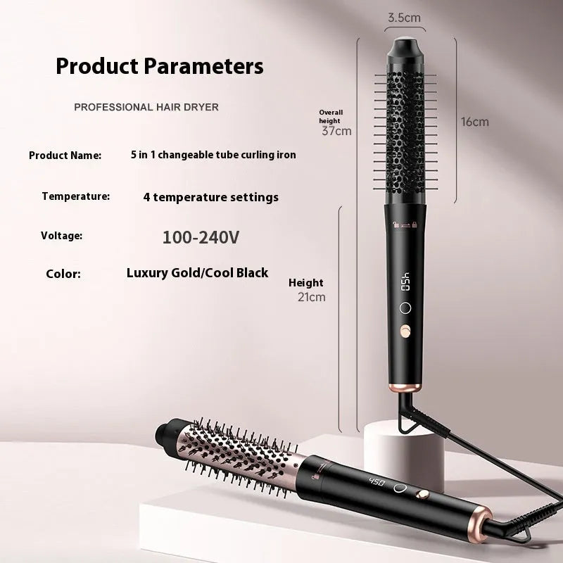 Automatic large wave hair curler in rose gold or black with ABS construction and included headbands
