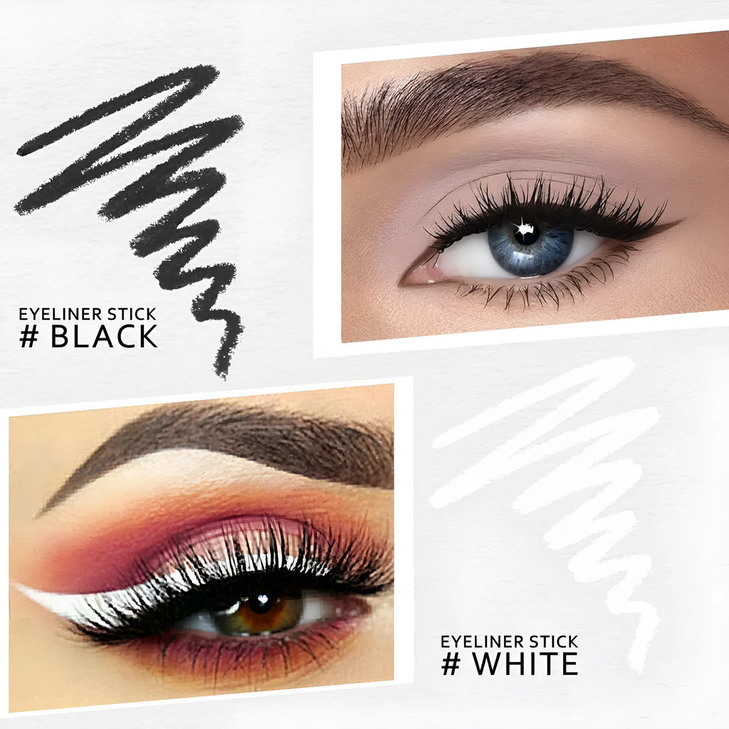 12 white and black waterproof eyeliner pencils with sharpener for multipurpose makeup application