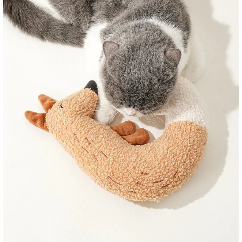 Plush fox and duckling dog toys with tug rope and squeaker in teddy velvet fabric
