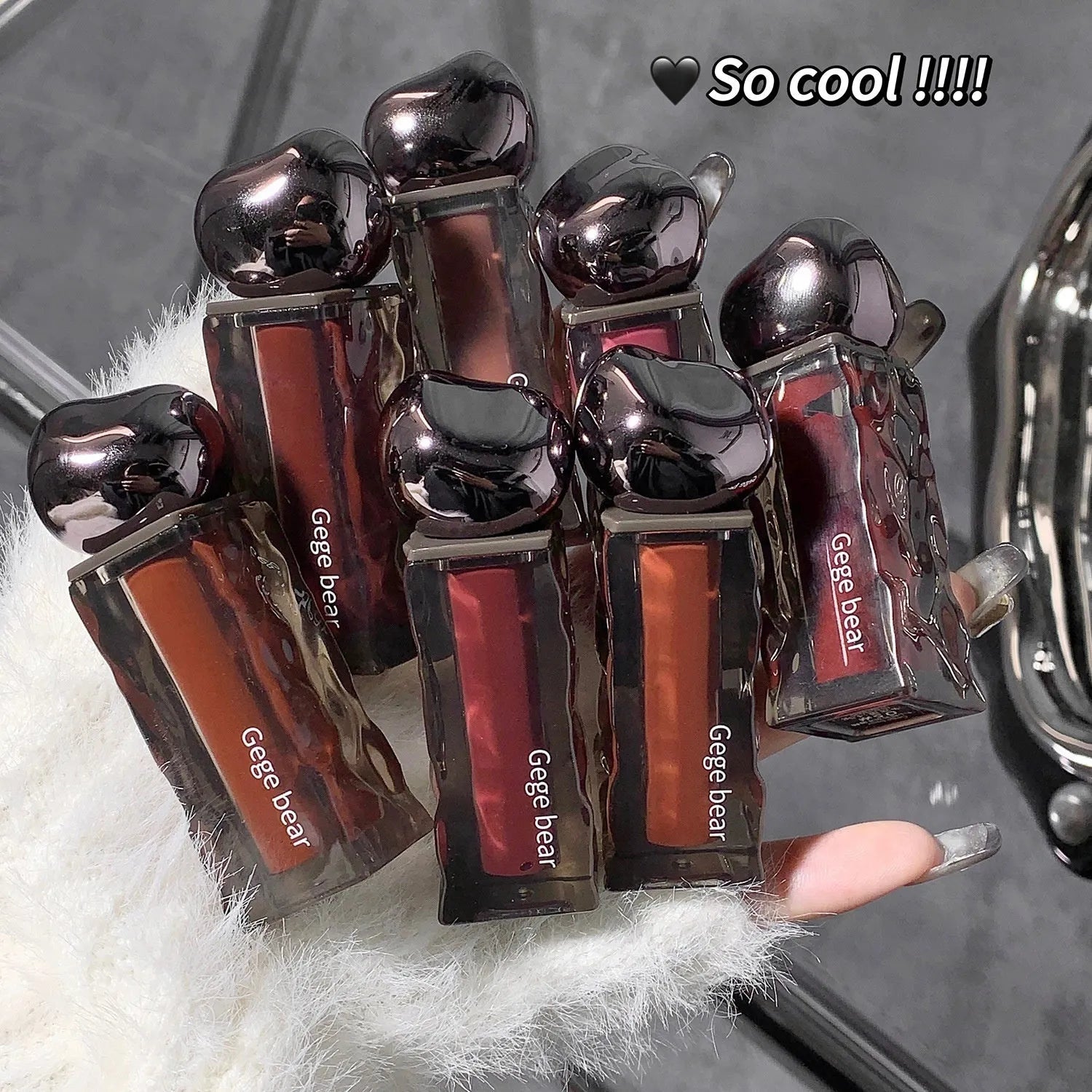 Glacier Lava lip lacquer with mirror applicator in seven colour shades
