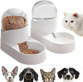 White automatic gravity cat feeder and water dispenser set with wave-shaped design.