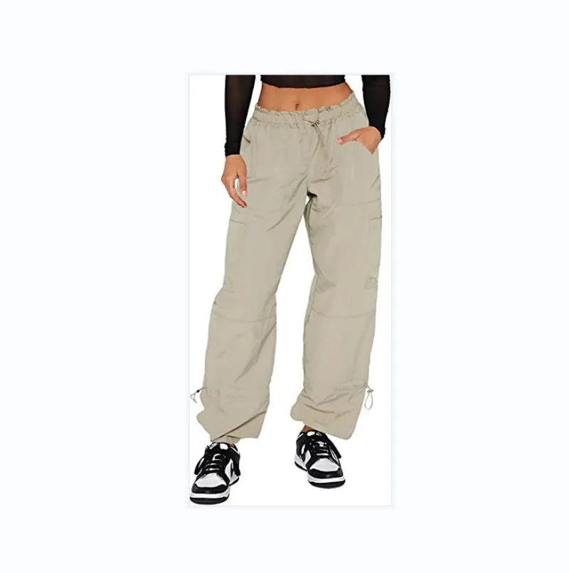 Multi-bag straight cargo casual pants in a loose fit, shown in a light blue colour with visible cargo pockets.