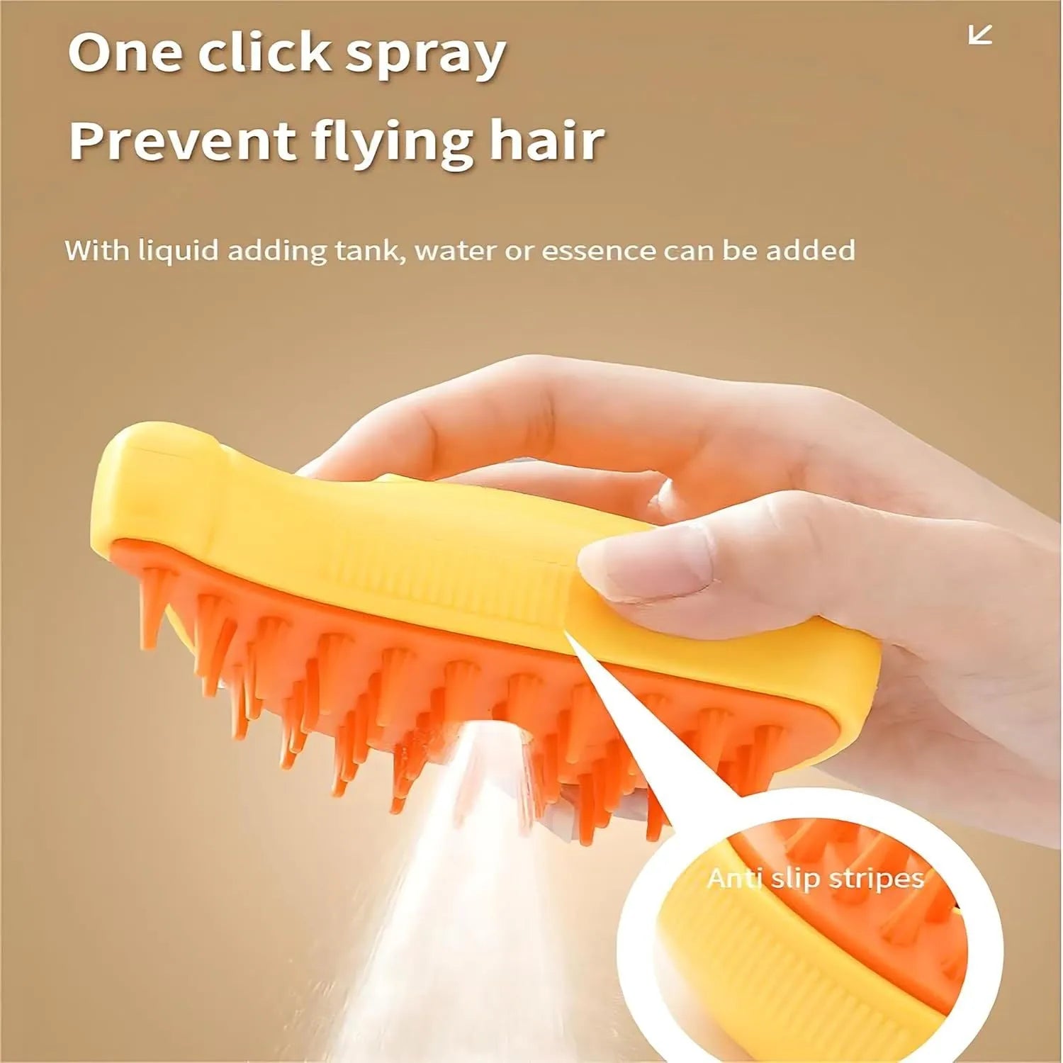 Rechargeable three-in-one cat steam brush with silicone teeth and massage function in green colour