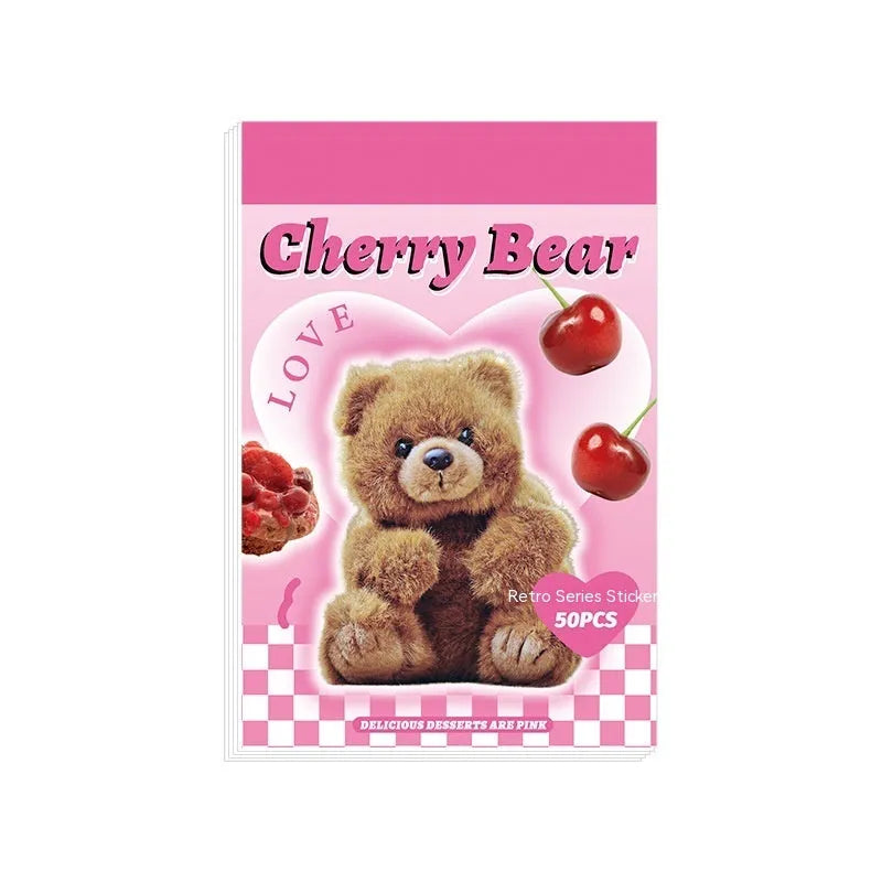 American retro cartoon sticker book with 50 sheets in six colour themes for journal decoration