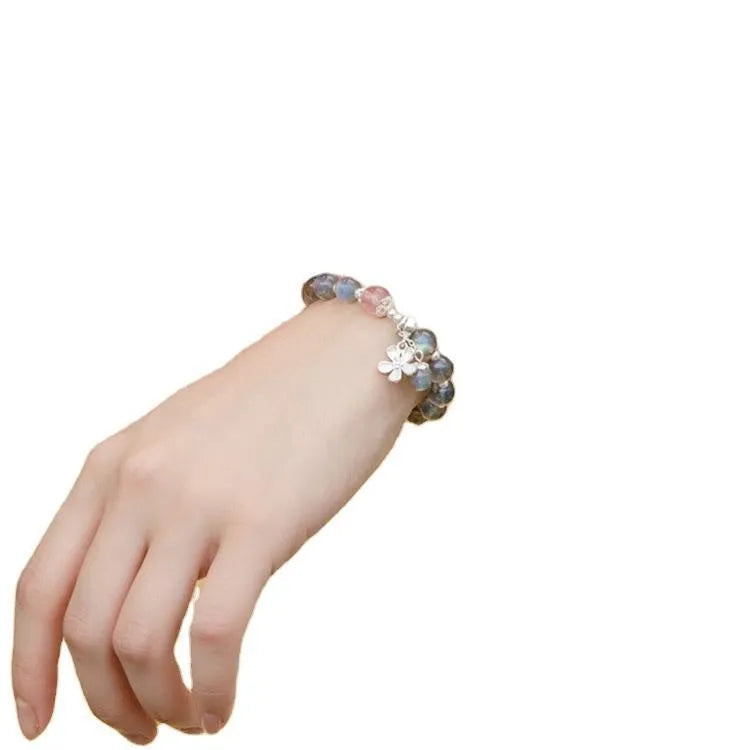 Women's 7.5mm grey moonlight crystal bracelet with zodiac modelling and 925 silver components